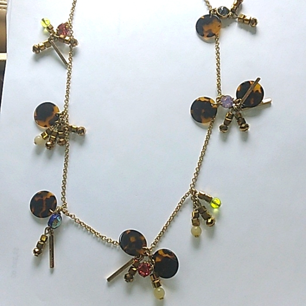 J. Crew Brulee Tortoise Matchstick Necklace PREPPY